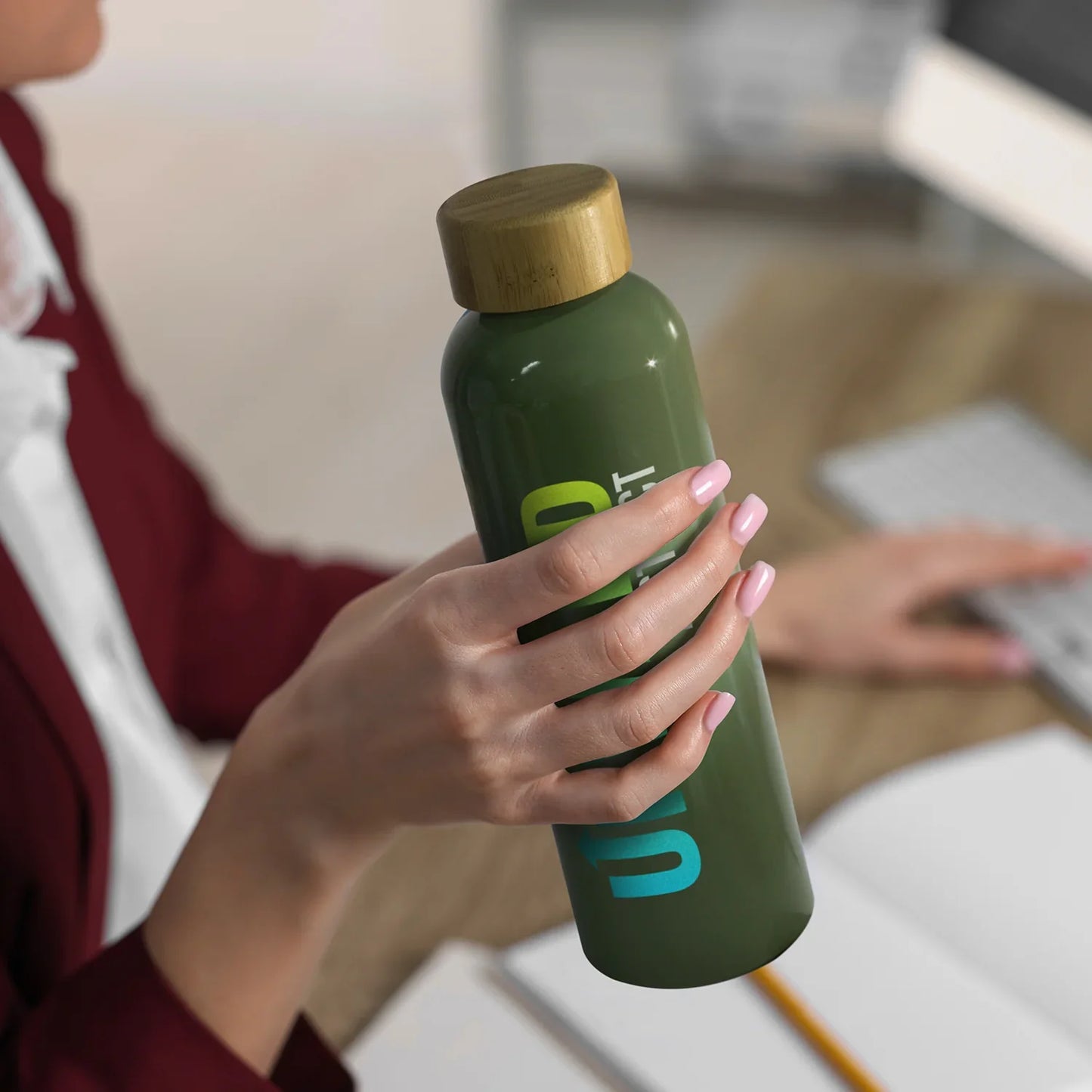 Eden Aluminium Bottle Bamboo Lid - PrintaPromo