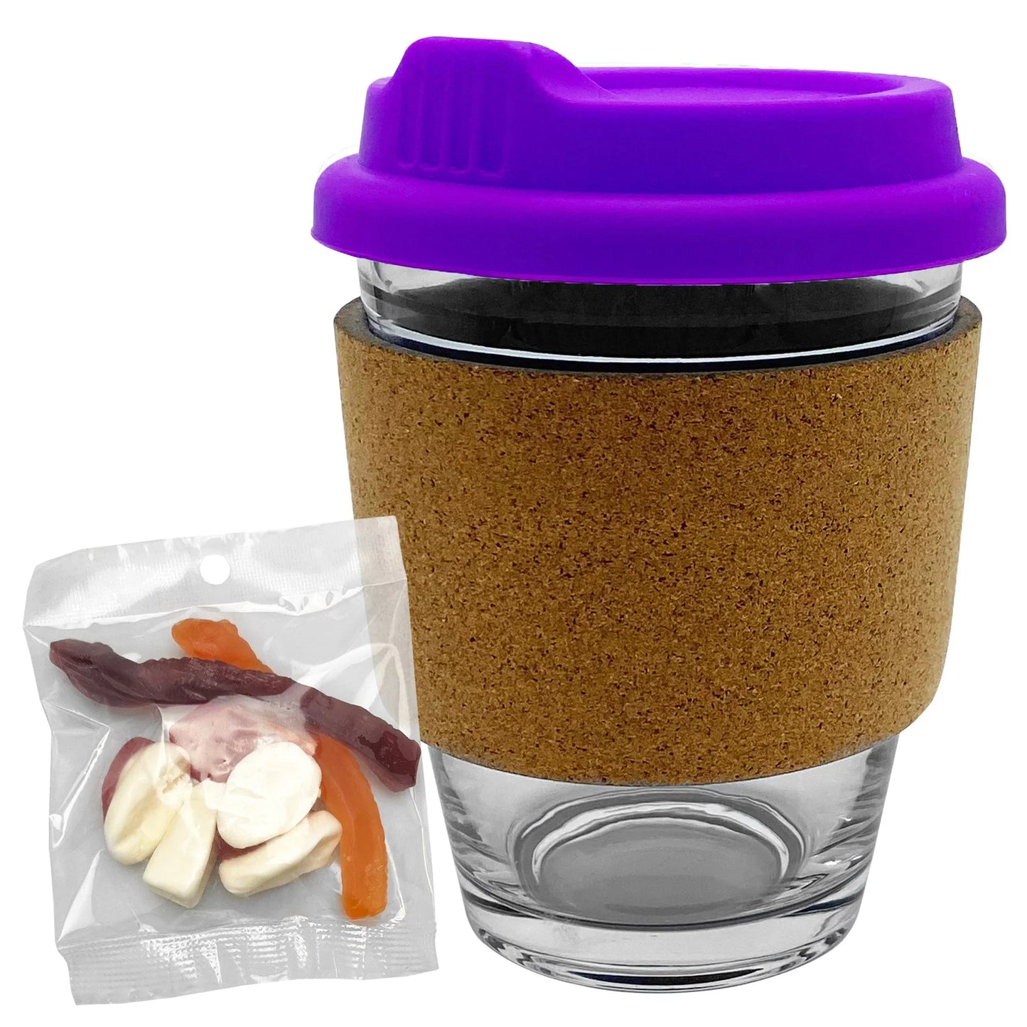 Jelly Party Mix in Cork Band Glass Coffee Cup - PrintaPromo