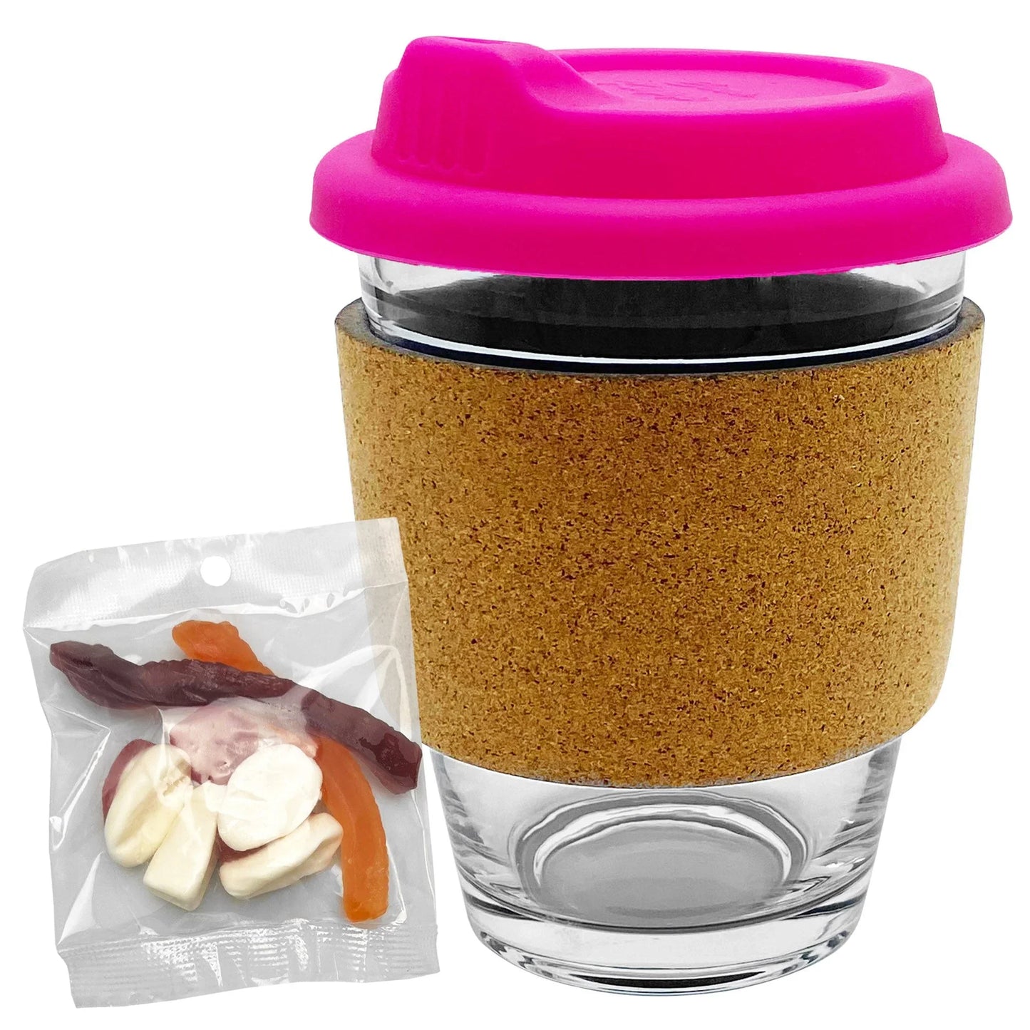Jelly Party Mix in Cork Band Glass Coffee Cup - PrintaPromo
