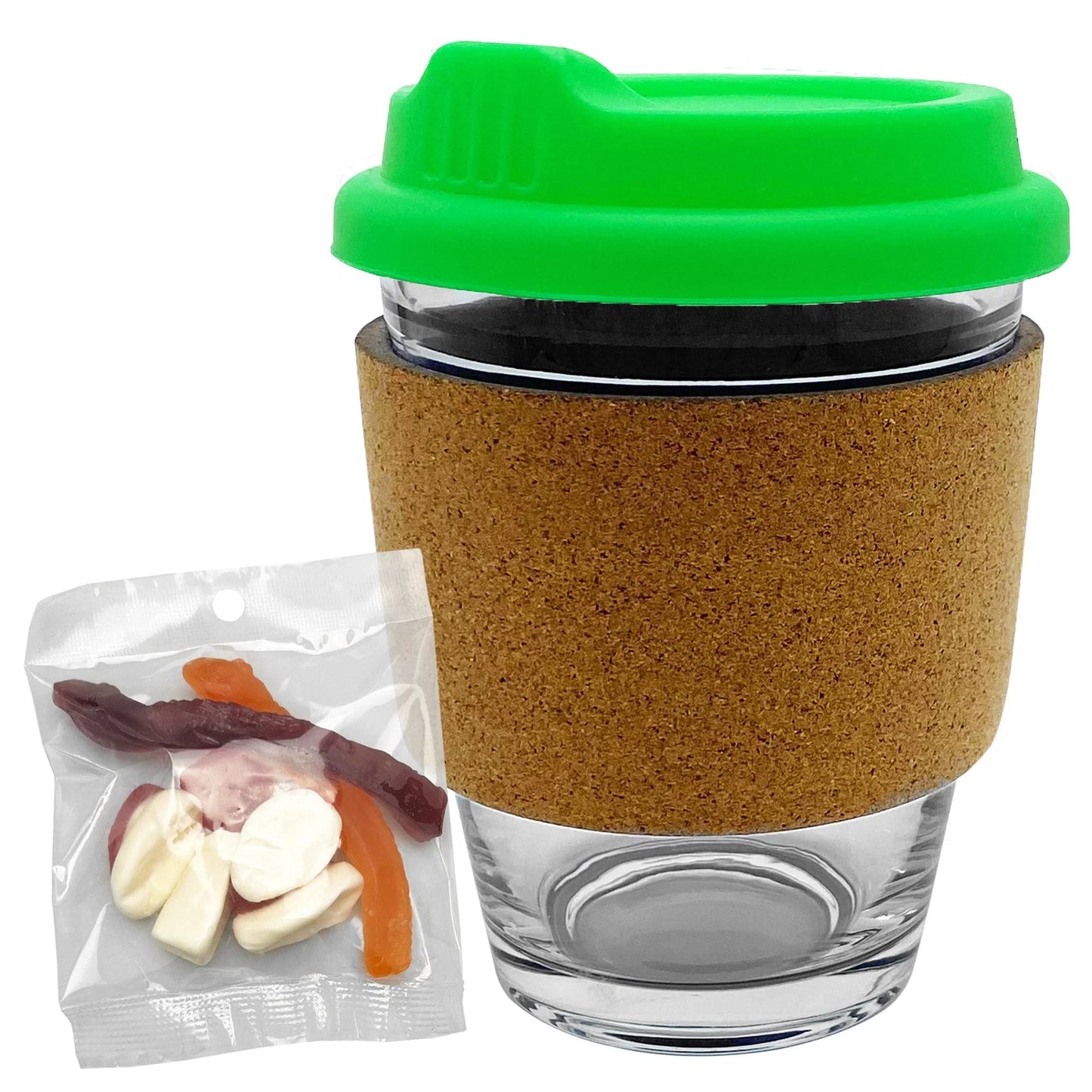Jelly Party Mix in Cork Band Glass Coffee Cup - PrintaPromo