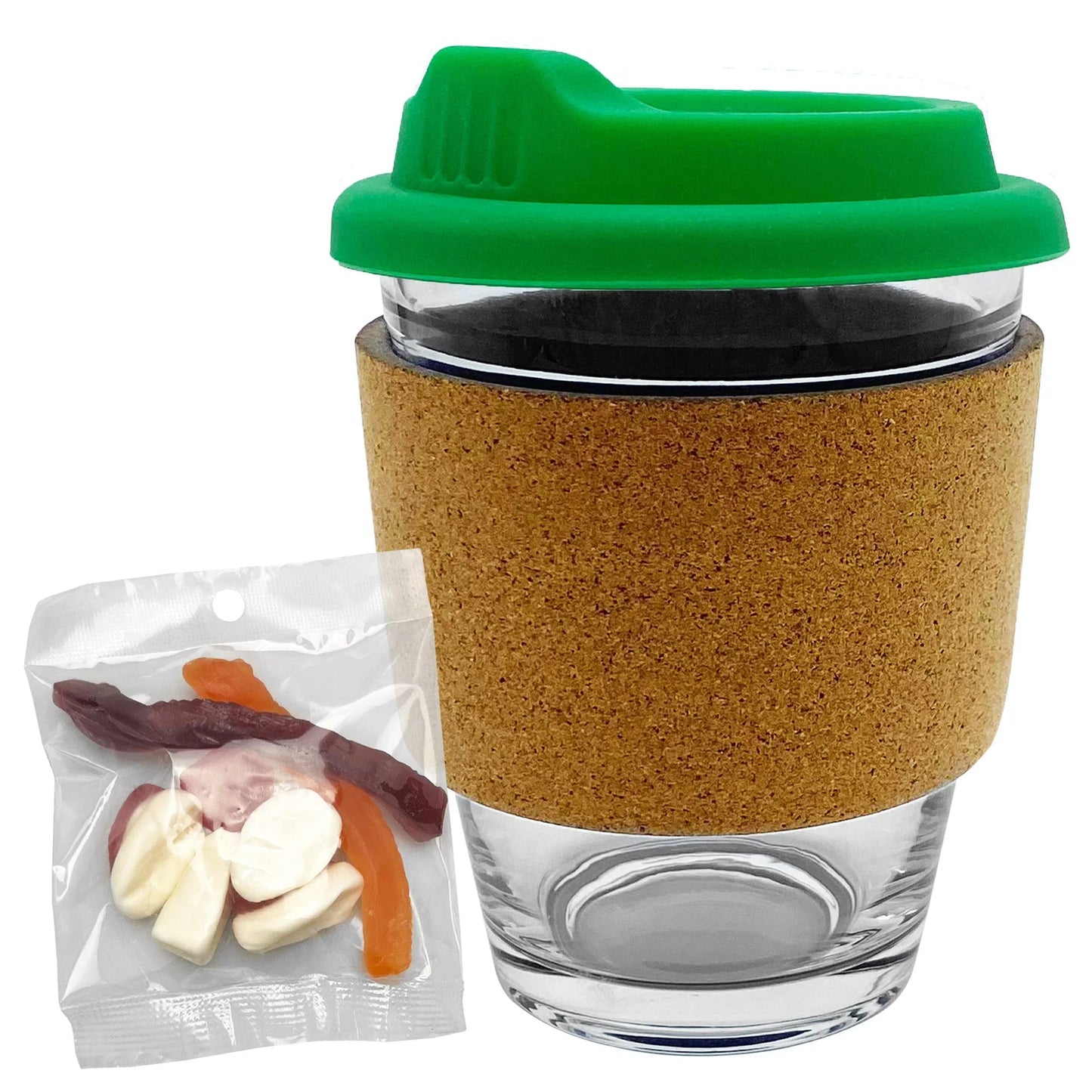 Jelly Party Mix in Cork Band Glass Coffee Cup - PrintaPromo