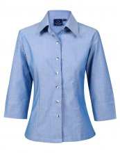 BS04 Ladies Chambray 3/4 Sleeve Business Shirt