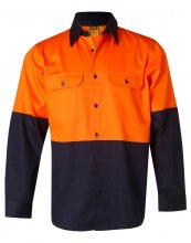 SW54 High Visibility Cotton Drill Long Sleeve Work Shirt