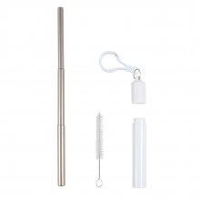 LL8779 Telescopic Reusable Stainless Steel Straw In Tube