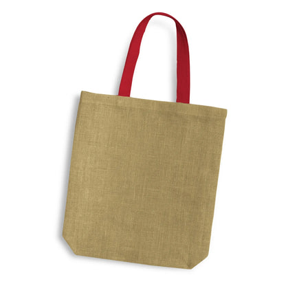 Thera Jute Tote Bag - Coloured Handles - PrintaPromo