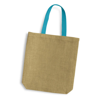 Thera Jute Tote Bag - Coloured Handles - PrintaPromo
