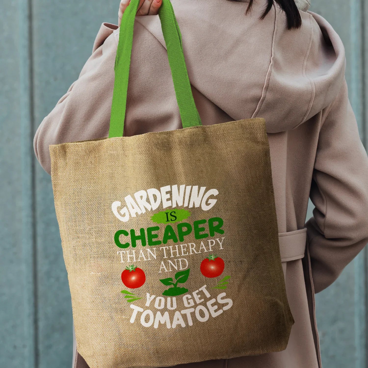 Thera Jute Tote Bag - Coloured Handles - PrintaPromo