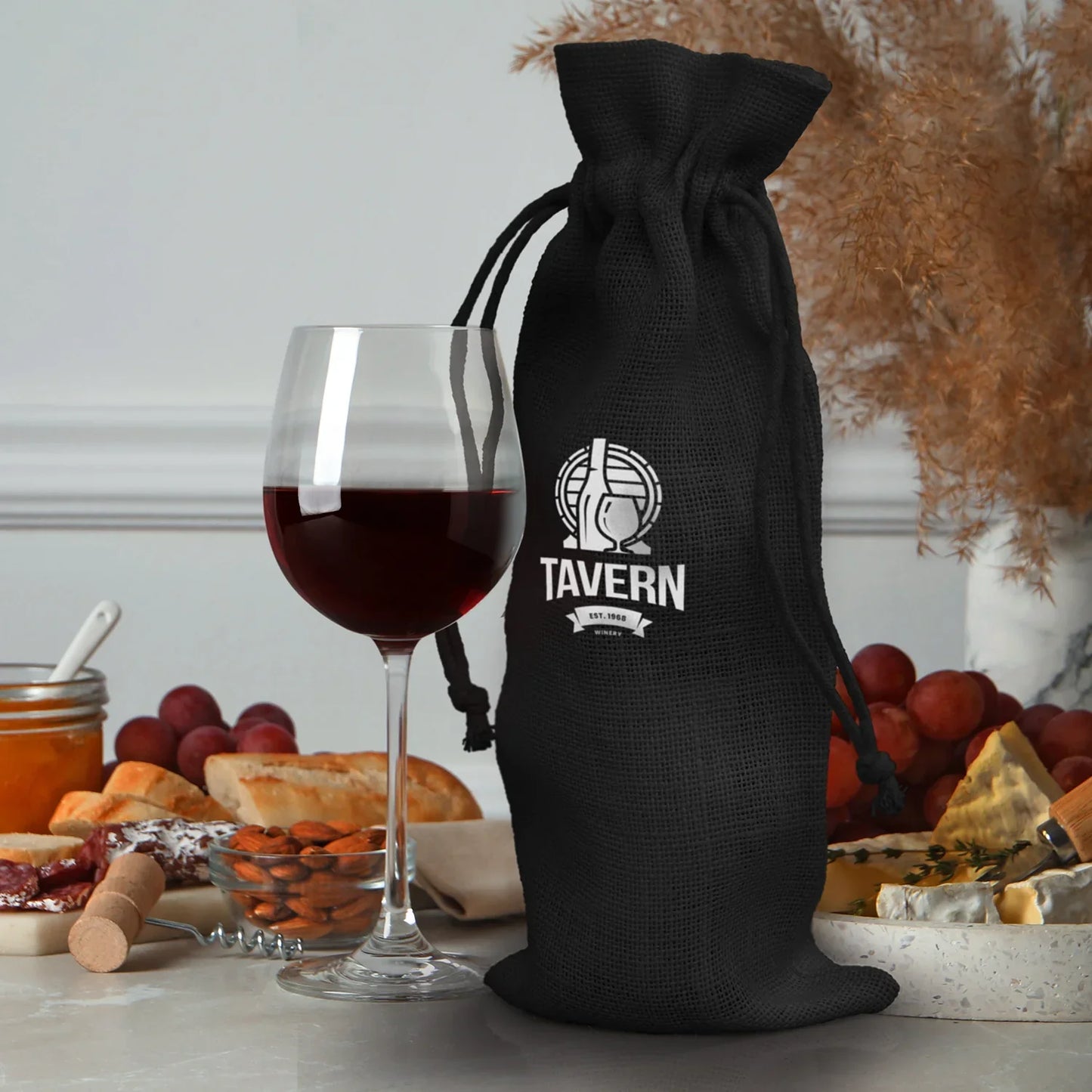 Jute Wine Drawstring Bag - PrintaPromo