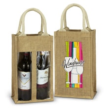 Serena Jute Double Wine Carrier - PrintaPromo