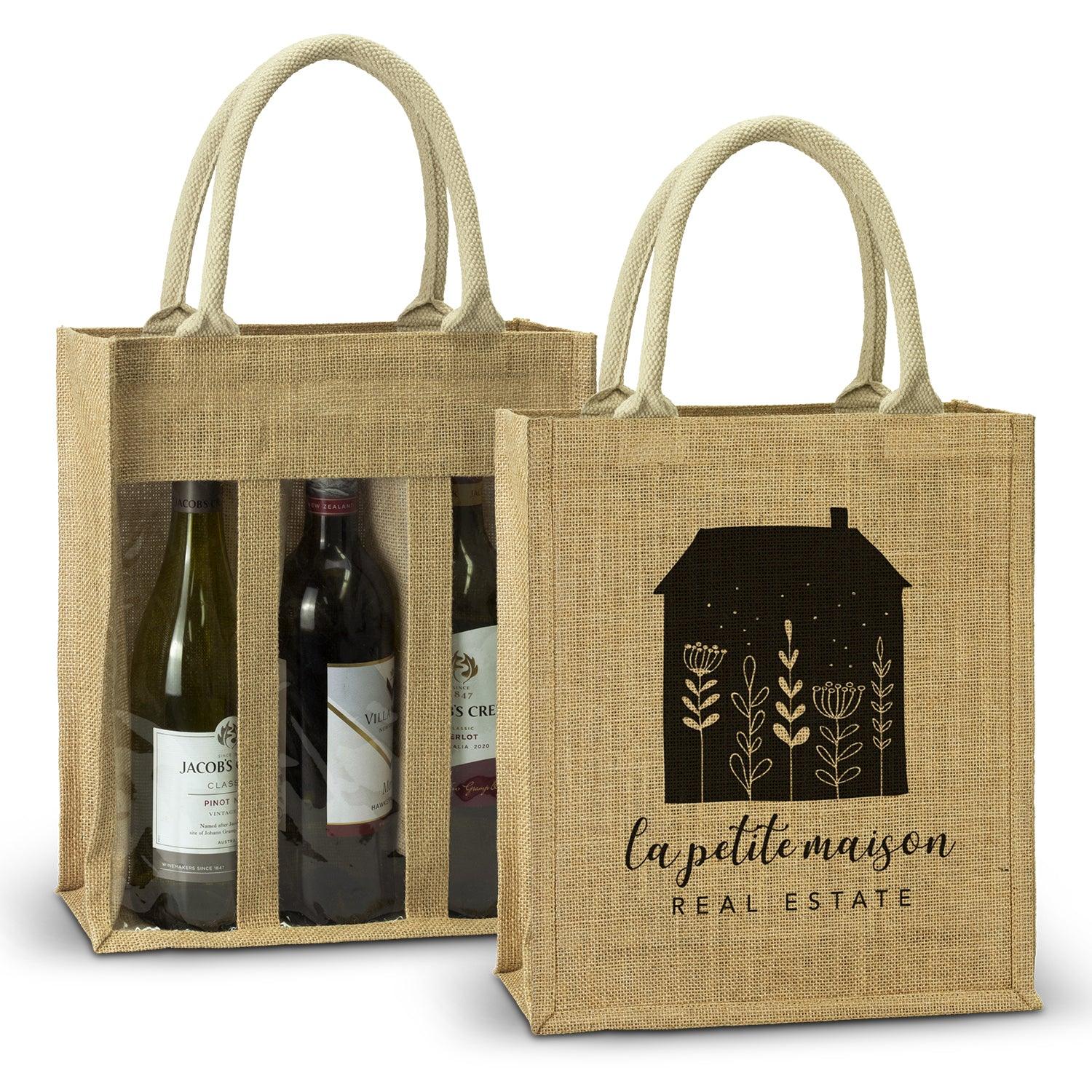 Serena Jute Triple Wine Carrier - PrintaPromo
