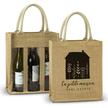 Serena Jute Triple Wine Carrier - PrintaPromo