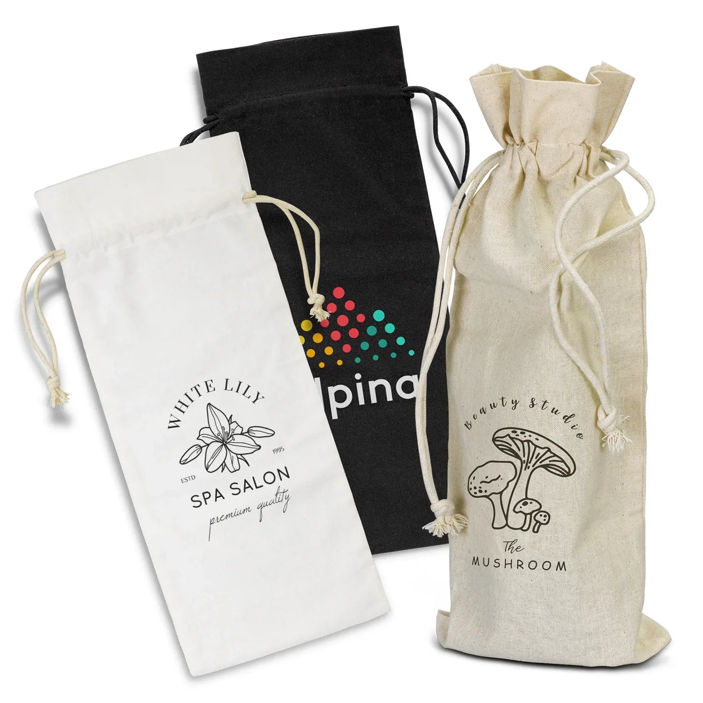 Cotton Wine Drawstring Bag - PrintaPromo