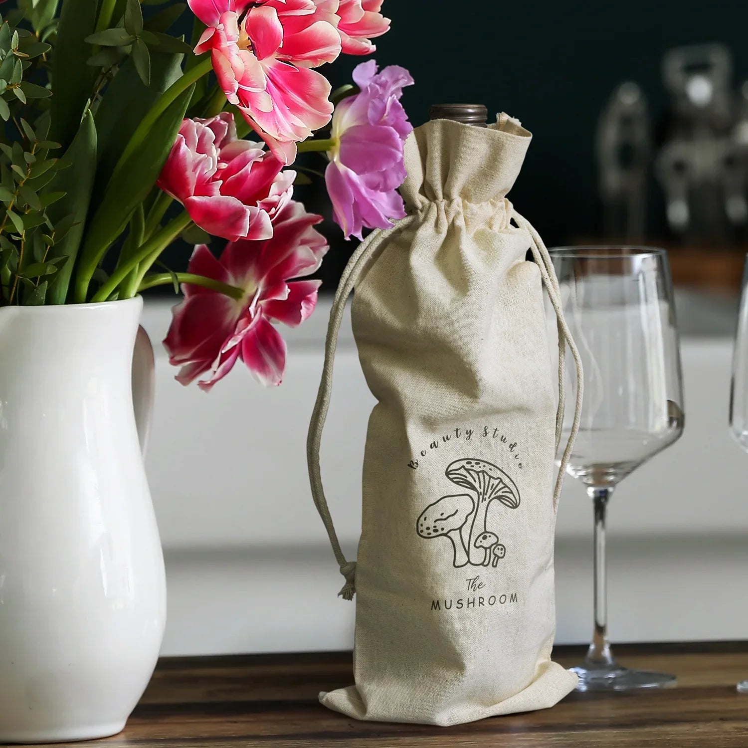 Cotton Wine Drawstring Bag - PrintaPromo