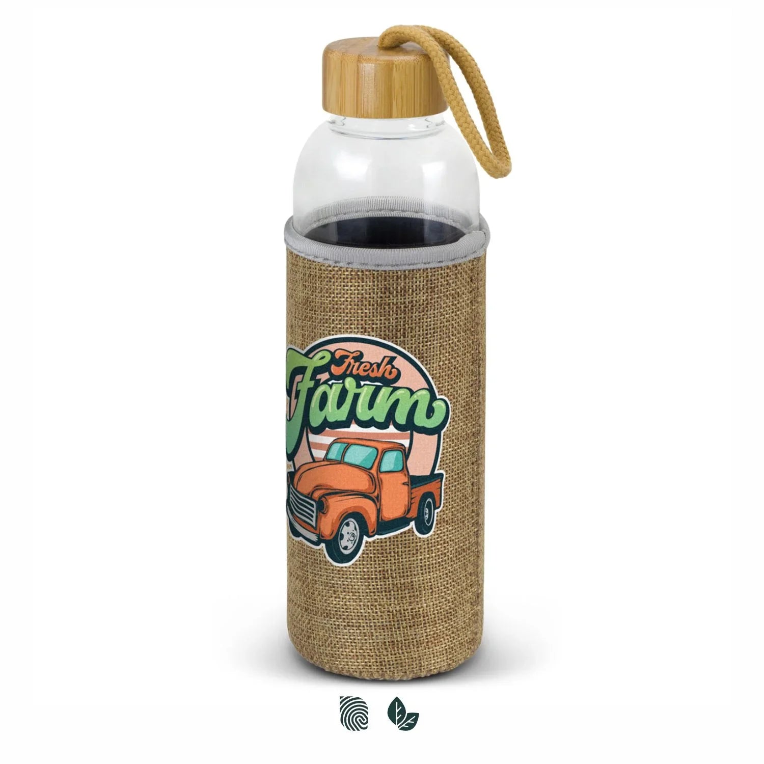 Eden Glass Bottle - Natural Sleeve - PrintaPromo