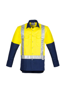 Mens Hi Vis Spliced Industrial Shirt - Shoulder Taped ZW124 - PrintaPromo