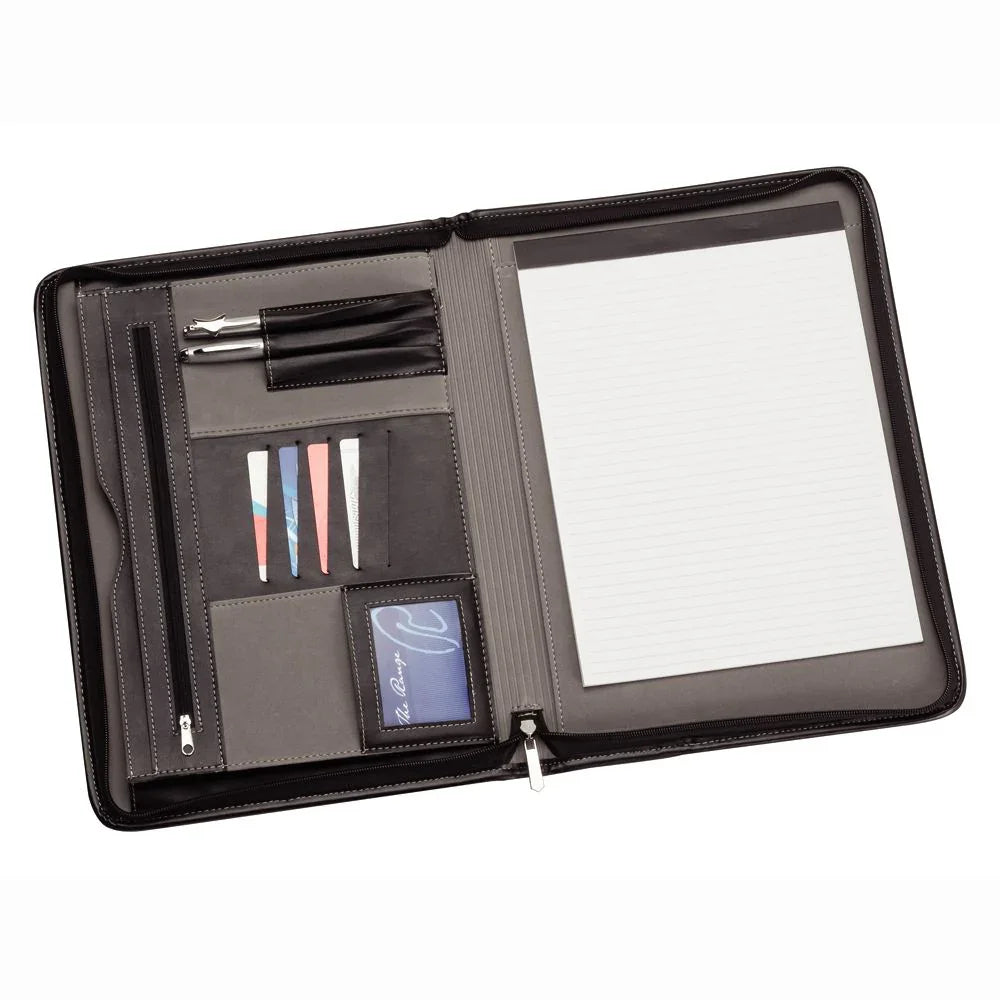 Two Tone A4 Imitation Leather Zip Compendium - PrintaPromo