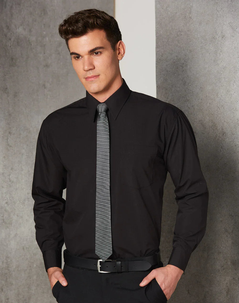 Mens Poplin Long Sleeve Business Shirt BS01L - PrintaPromo