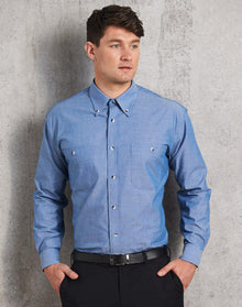 Mens Wrinkle Free Long Sleeve Chambray Shirts BS03L - PrintaPromo