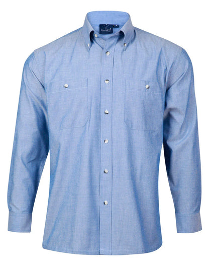 Mens Wrinkle Free Long Sleeve Chambray Shirts BS03L - PrintaPromo