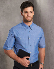 Mens Wrinkle Free Short Sleeve Chambray Shirts BS03S - PrintaPromo