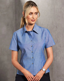 Ladies Wrinkle Free Short Sleeve Chambray Shirts BS05 - PrintaPromo
