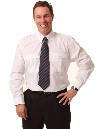 Mens Long Sleeve Epaulette Shirts BS06L - PrintaPromo