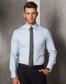 Mens Herringbone Pin Stripe Long Sleeve Shirt BS17 - PrintaPromo