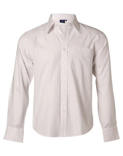 Mens Herringbone Pin Stripe Long Sleeve Shirt BS17 - PrintaPromo