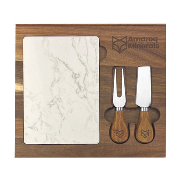 Fuzo Marble Cheeseboard and Knife Set - PrintaPromo