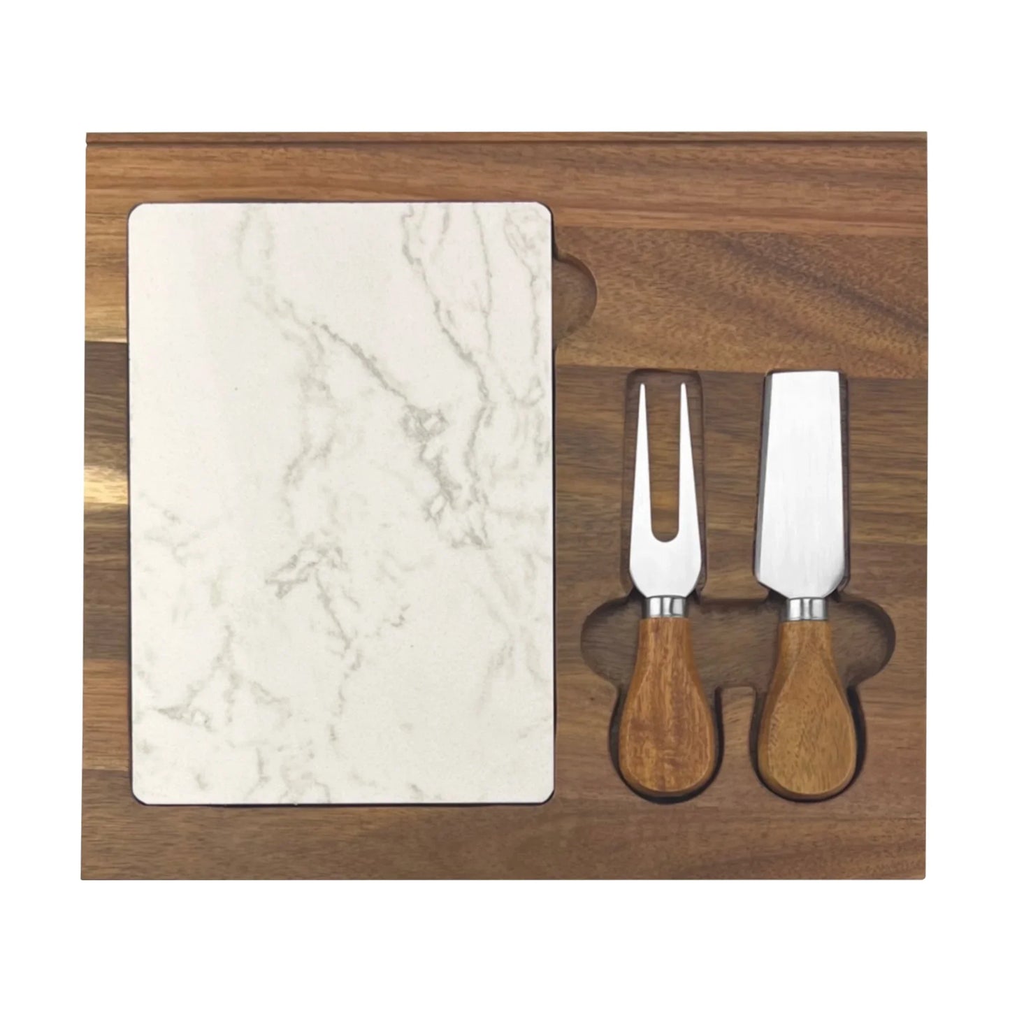 Fuzo Marble Cheeseboard and Knife Set - PrintaPromo