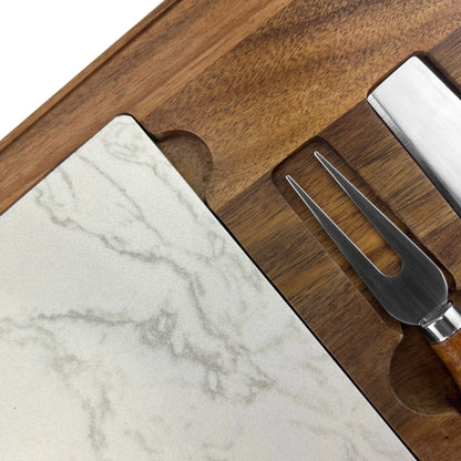 Fuzo Marble Cheeseboard and Knife Set - PrintaPromo