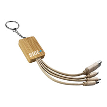 Square Bamboo Charging Cable Key Ring - PrintaPromo