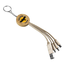 Round Bamboo Charging Cable Key Ring - PrintaPromo
