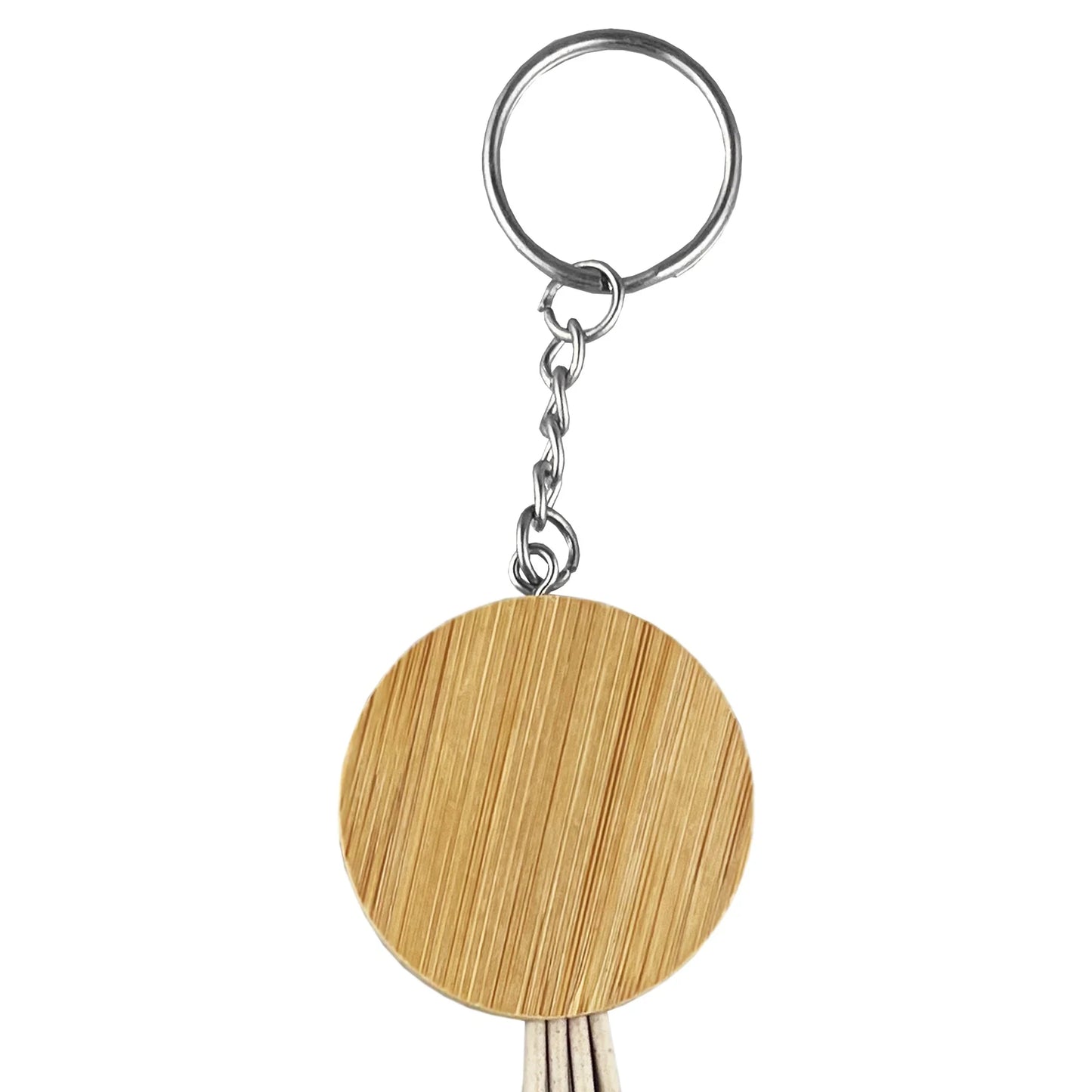 Round Bamboo Charging Cable Key Ring - PrintaPromo
