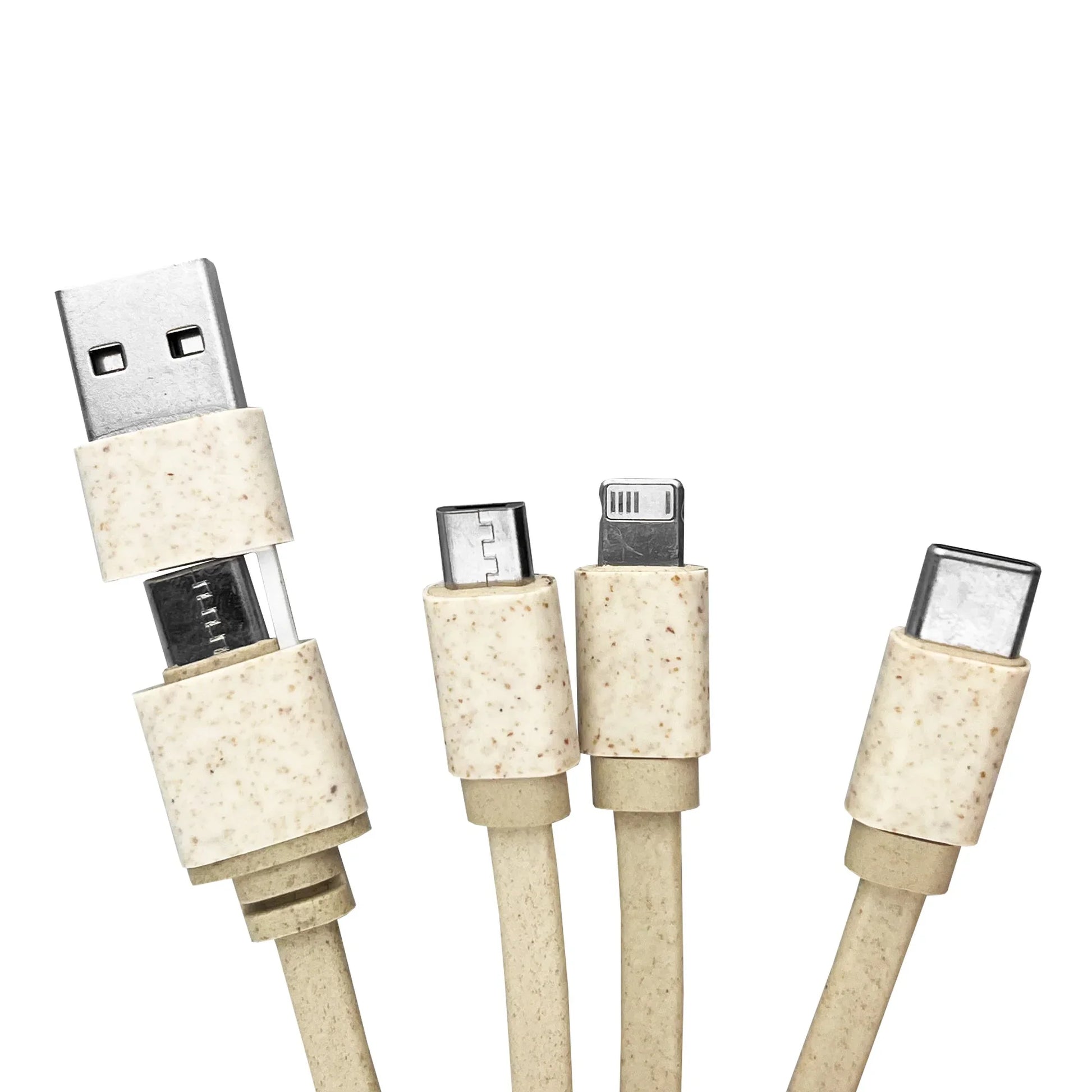 Round Bamboo Charging Cable Key Ring - PrintaPromo