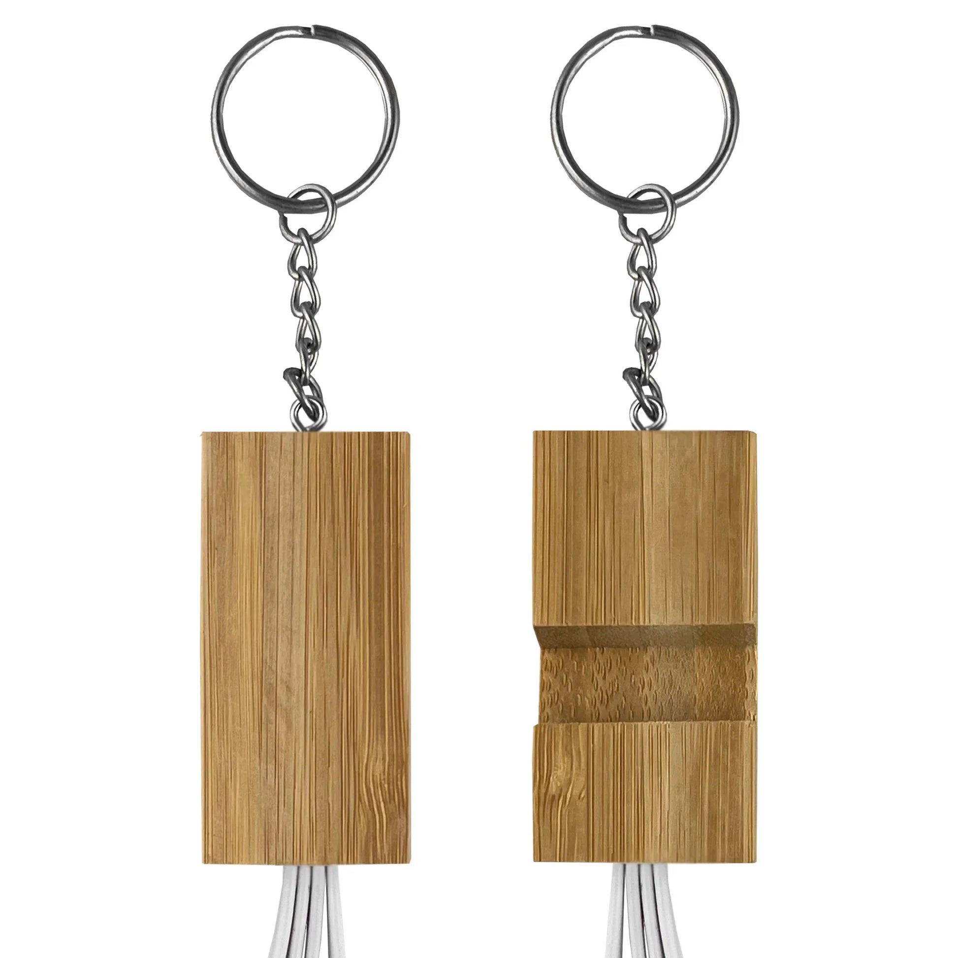 Phone Stand Bamboo Charging Cable Key Ring - PrintaPromo