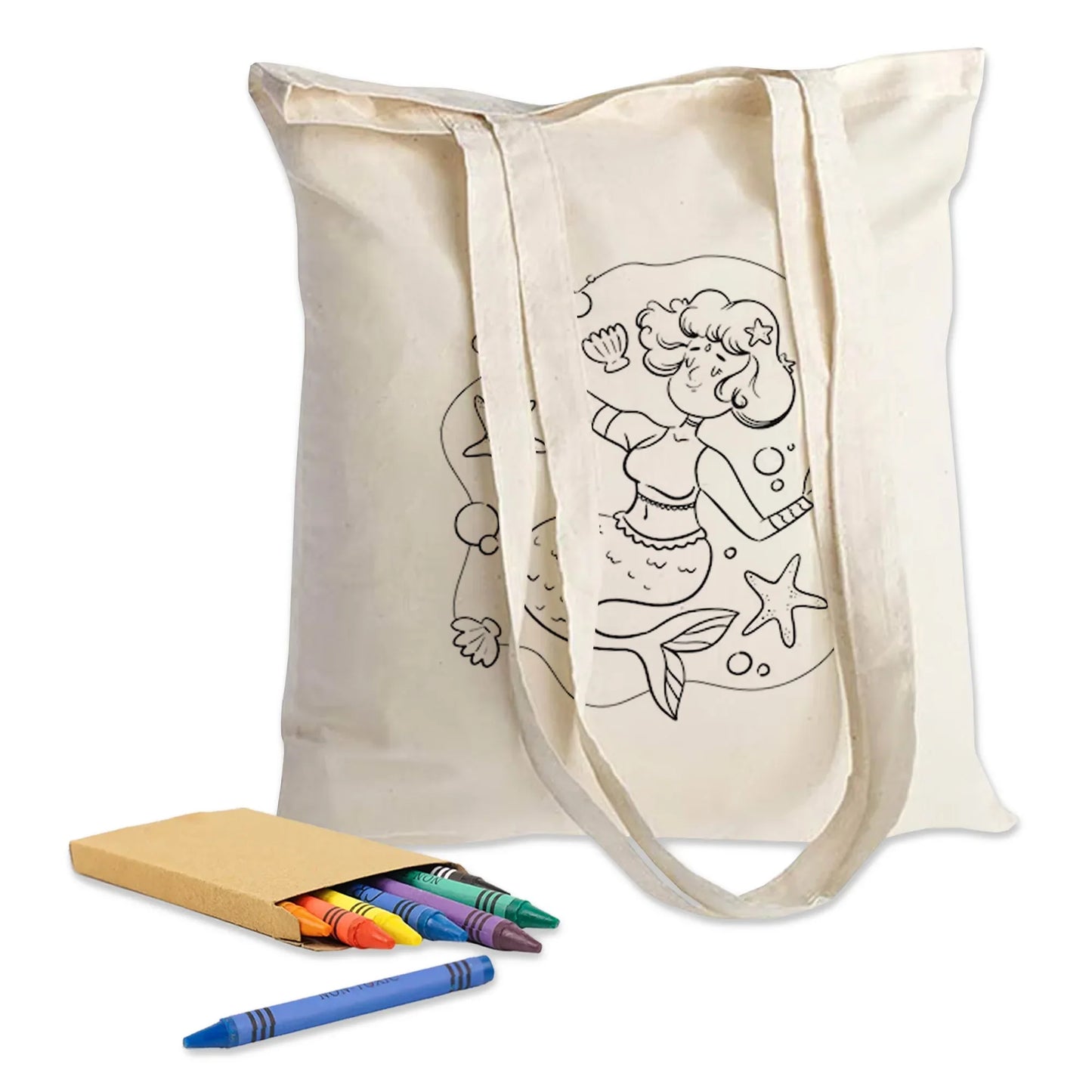 Colouring Long Handle Calico Shopper - PrintaPromo