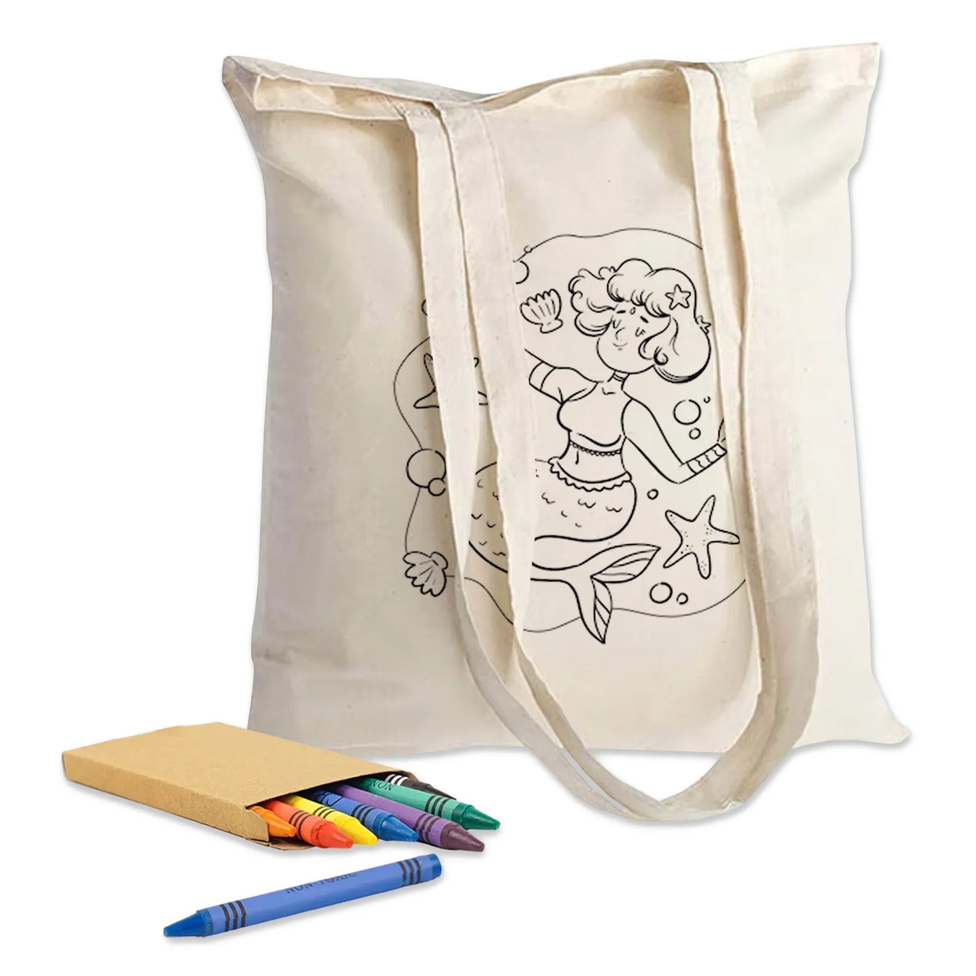 Colouring Long Handle Calico Shopper - PrintaPromo