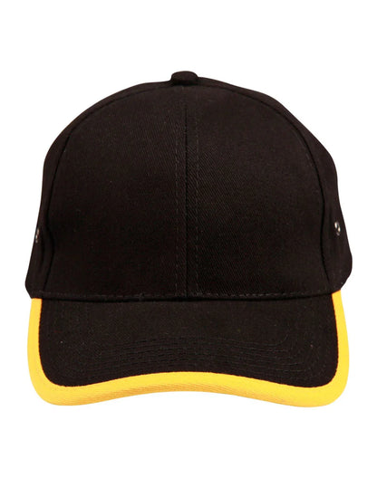 Heavy Brushed Cotton Structured Cap With Peak & Back Trim CH17 - PrintaPromo