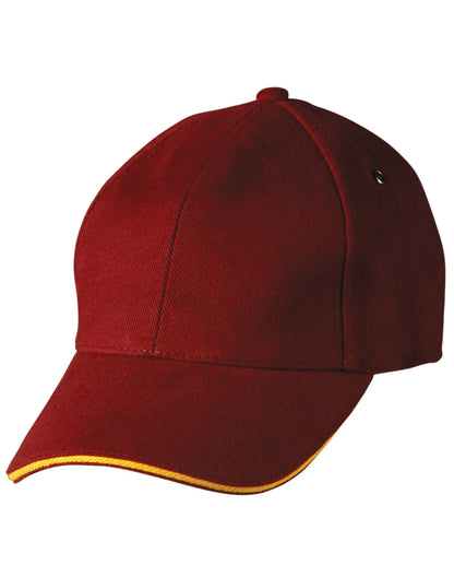 Heavy Brushed Cotton Structured Cap with Sandwich Peak CH18 - PrintaPromo