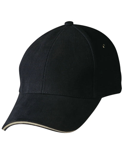 Heavy Brushed Cotton Structured Cap with Sandwich Peak CH18 - PrintaPromo