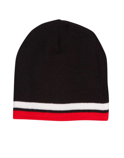 Knitted Contrast Stripes Beanie CH63 - PrintaPromo