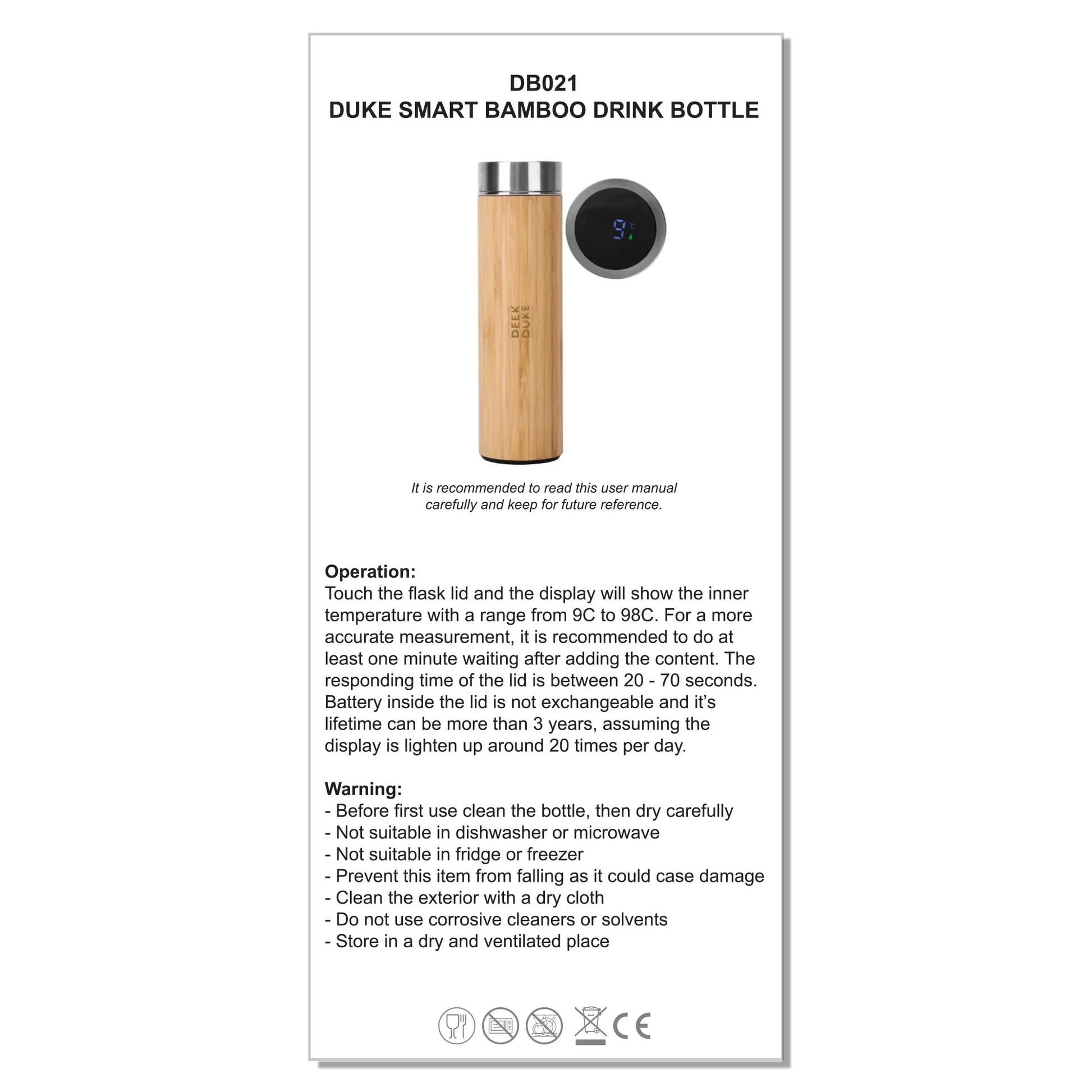 Duke Smart Bamboo Drink Bottle - PrintaPromo