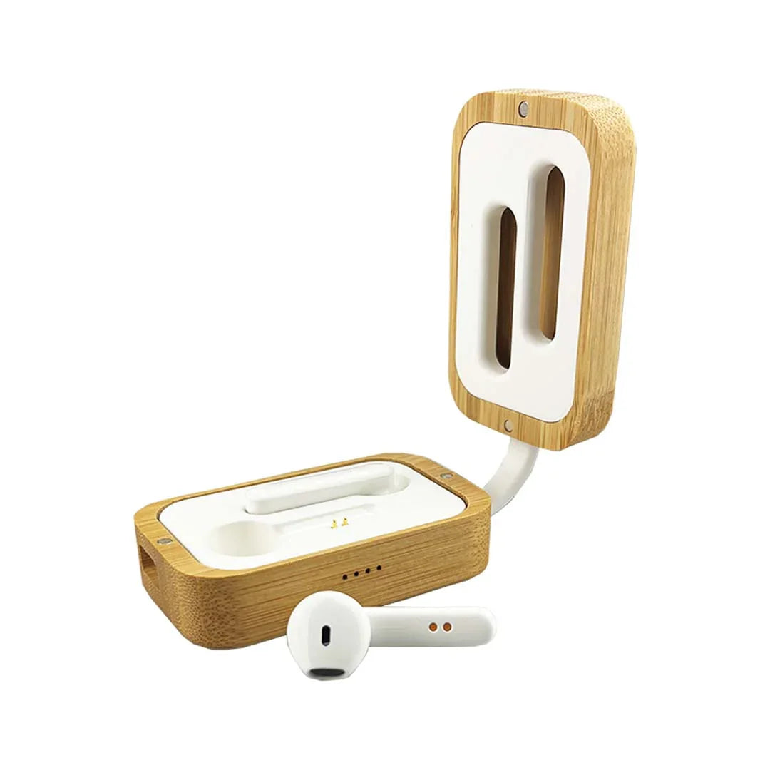 Rockside Bamboo Wireless Earbuds - PrintaPromo