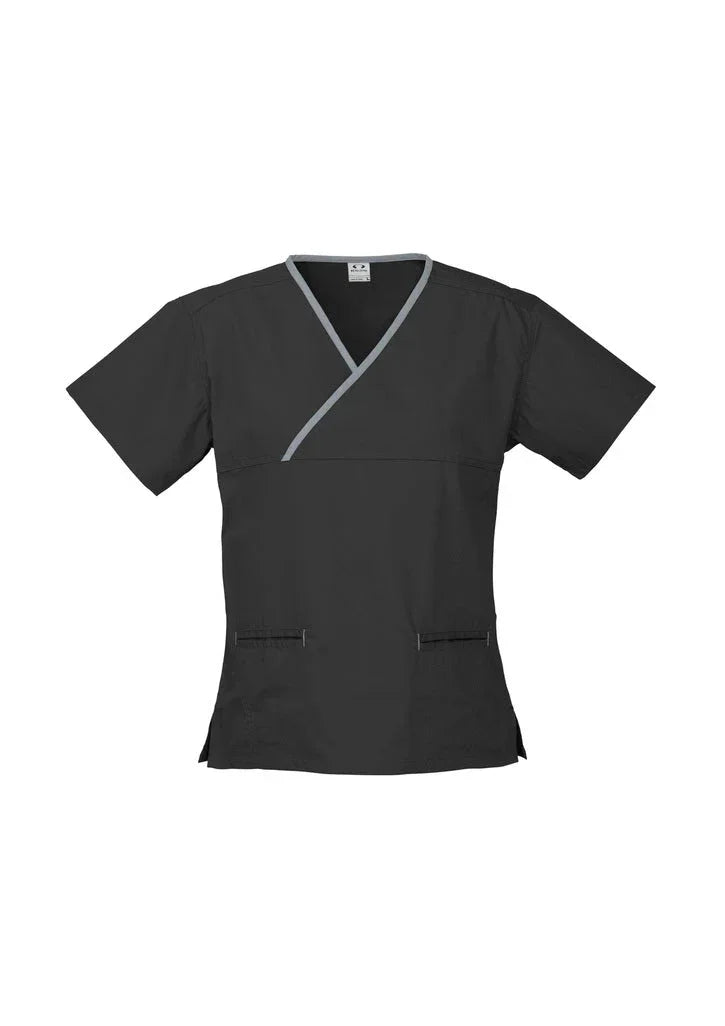 Ladies Contrast Crossover Scrubs Top H10722 - PrintaPromo
