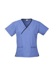Ladies Contrast Crossover Scrubs Top H10722 - PrintaPromo