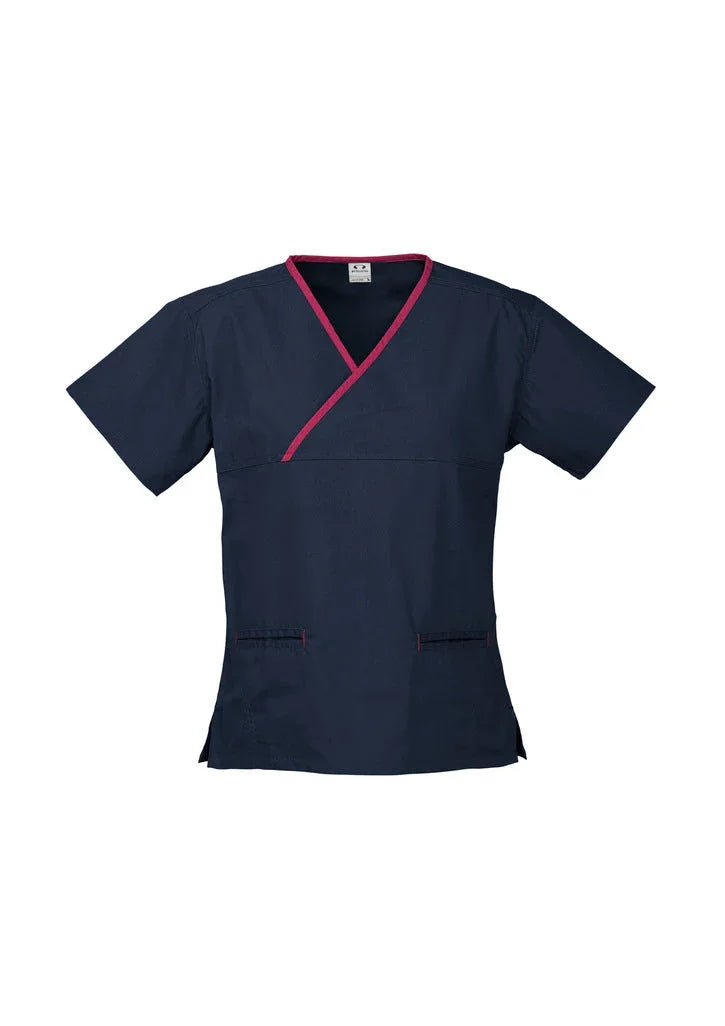 Ladies Contrast Crossover Scrubs Top H10722 - PrintaPromo