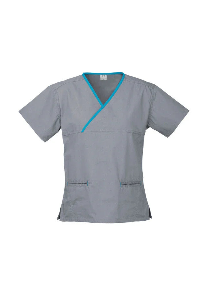 Ladies Contrast Crossover Scrubs Top H10722 - PrintaPromo