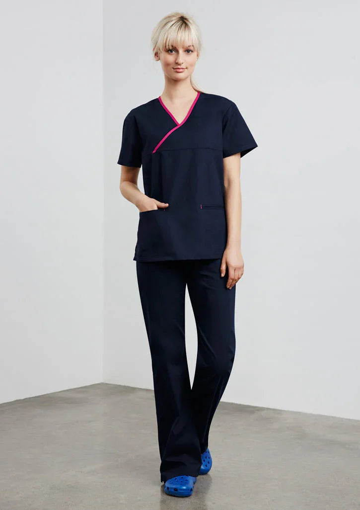 Ladies Contrast Crossover Scrubs Top H10722 - PrintaPromo