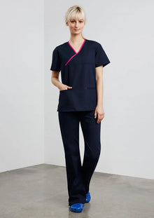 Ladies Contrast Crossover Scrubs Top H10722 - PrintaPromo